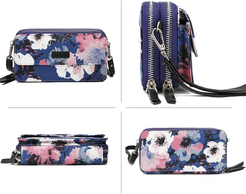 Vista 4 de Lanyani Cartera cruzada RFID con bolsillo para teléfono para mujer, cuero vegano