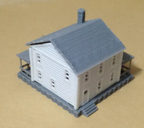 Vista 2 de Outland Models Tren Railway Layout Country Casa de 2 pisos Blanco Escala N 1:160