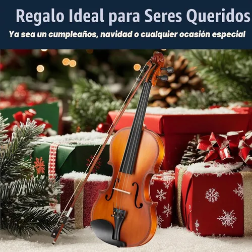 Vista 7 de Mendini 1/2 MV Violín de madera maciza con estuche rígido, soporte para los hombros, arco, colofonia y cuerdas adicionales Satén Antiguo