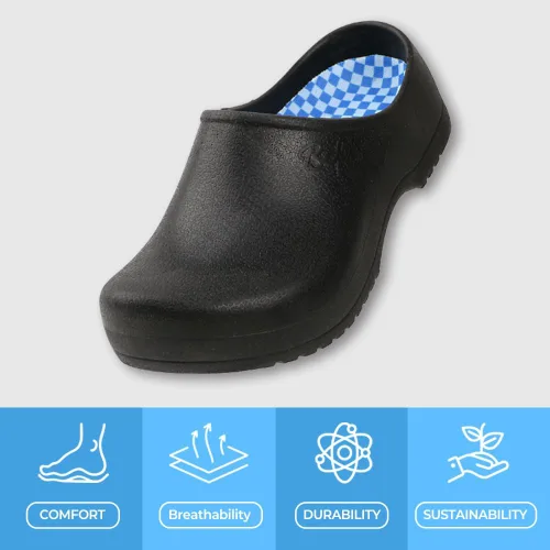 Vista 3 de Safty - Zuecos unisex para hombres o mujeres, impermeables, acolchados, antideslizantes, de poliuretano, para cocinar, enfermería, trabajo