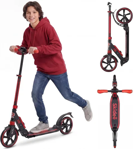 Vista 8 de SKIDEE Patinete para Adultos y Adolescentes, Altura Ajustable, Plegable, Ruedas Grandes, Ligero, Duradero, Suspensión Anti-Golpes, Hasta 220 Libras