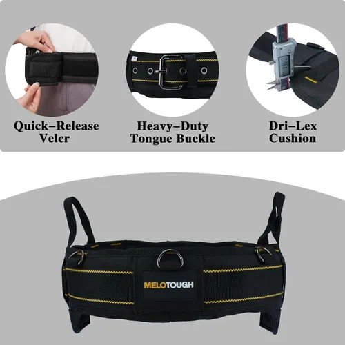 Vista 2 de MELOTOUGH Cinturón de herramientas acolchado para hombre con correa de asa, cinturón de trabajo resistente con anillo D, cintura ajustable de 36 a