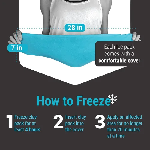 Vista 4 de ICEWRAPS Paquete de hielo para cuello y hombros con cubierta y paquete grande de terapia de frío de 12 x 21 pulgadas con cubierta, paquete