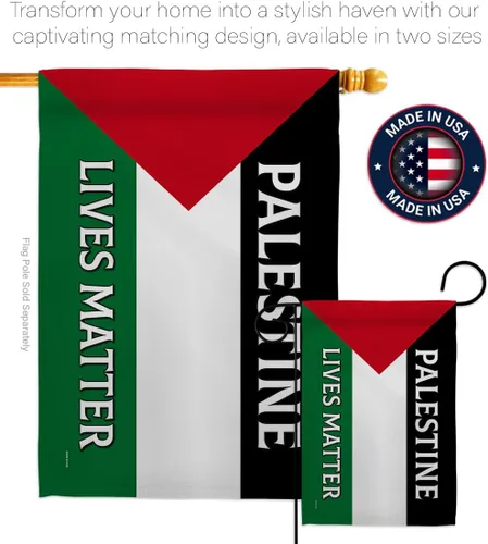 Vista 4 de Palestine Lives Matter - Bandera de apoyo con decoración palestina para colgar en la pared del hogar, tapiz de jardín para puerta, jardín