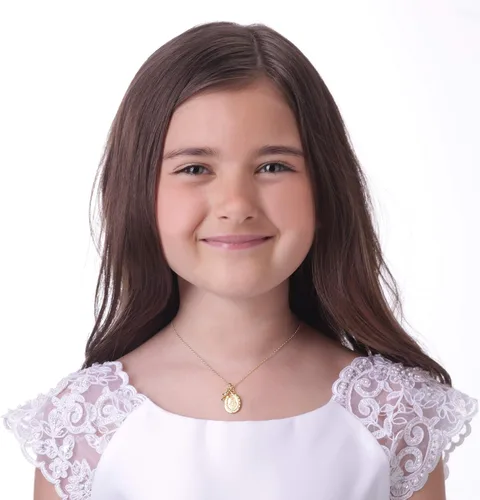 Vista 4 de Collar milagroso de plata de ley para niña o collar de racimo milagroso con perla cultivada y cruz