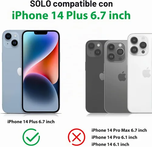 Vista 2 de Jiunai Funda para iPhone 14 Plus a Prueba de Golpes Antipolvo Protección de Servicio Pesado Protectora Antiarañazos de Doble Capa Resistente Rugosa