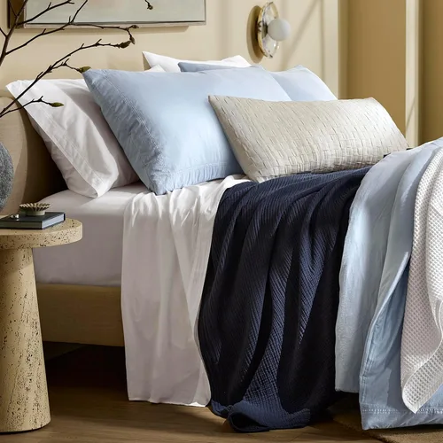 Vista 8 de BOLL & BRANCH Dream - Manta para cama, matrimonial/Queen, color azul marino Marina costera