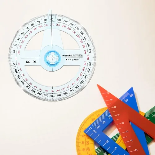 Vista 6 de iplusmile Transportador de 360 grados, paquete de 15, regla redonda de plástico con transportadores circulares de brazo oscilante para herramientas