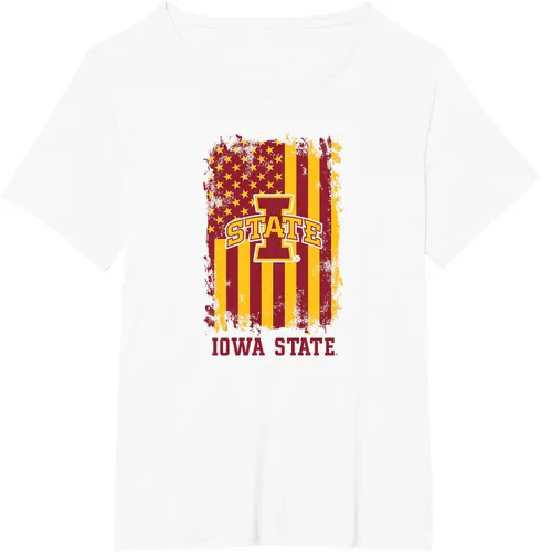 Vista 11 de Camiseta patriótica de Iowa State Cyclones con la bandera estadounidense, Blanco