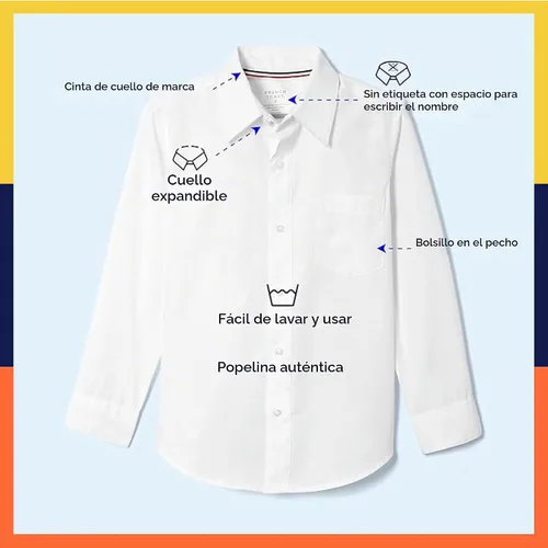 Vista 6 de French Toast Camisa de vestir de manga larga con botones para niños - E9004 2-Blanco