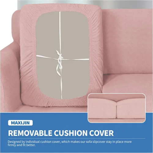 Vista 12 de MAXIJIN 2 piezas de fundas para silla con brazos, funda para silla de sofá para sala de estar, funda elástica para perros para una silla con 1 cojín