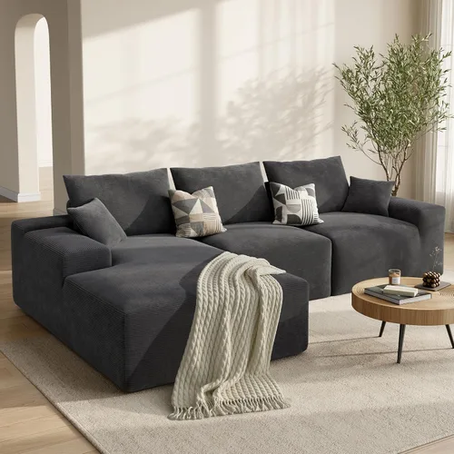 Vista 12 de LIKIMIO AuraCord - Sofá tumbono modular en forma de L, sofá modular sin hueso de 120 pulgadas para sala de estar, asiento profundo de gran