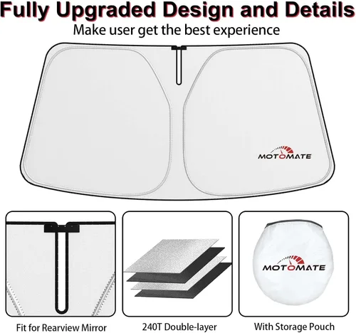 Vista 8 de Parasol para parabrisas de automóvil, personalizado para Toyo-ta Highlander 2020-2024 [4 capas de nanorevestimiento] con bolsa de almacenamiento