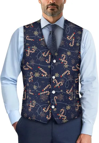 Vista 8 de TODIYADDU Single Breasted Sleeveless Vest for Men Tuxedo Vest Mushroom