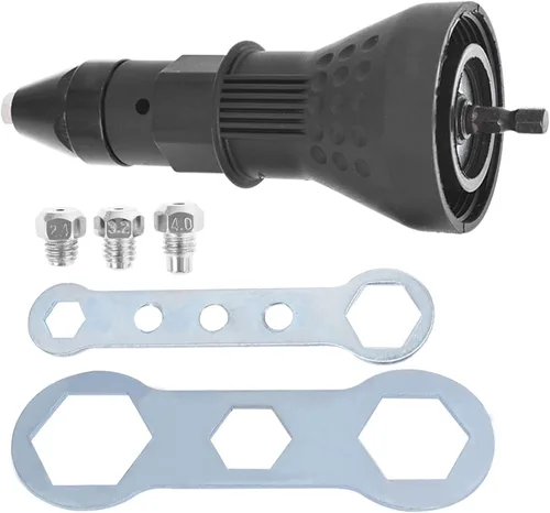 Vista 4 de Kit de herramientas de adaptador de taladro de tuerca de remache eléctrico, herramienta de remachado inalámbrico, adaptador de tuerca, adaptador