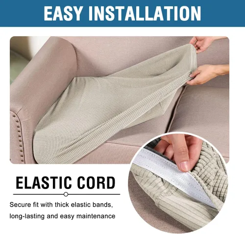 Vista 112 de H.VERSAILTEX - Fundas elásticas para cojín de sofá individual, fundas de asiento para silla de sofá, protector de cojín con tejido jacquard de sarga