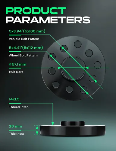 Vista 4 de YHTAUTO adaptadores para ruedas con buje céntrico 5x100/5x112mm, 20mm, compatibles con modelos Audi, Volkswagen, TT, Beetle, Golf, Jetta, Passat