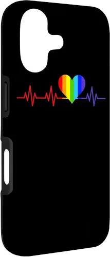 Vista 3 de Gay EKG Pulse Heartbeat Pride Flag y Queer LGBTQ Rainbow Case para iPhone 17
