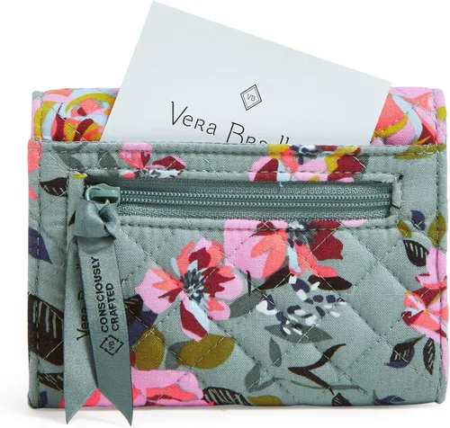 Vista 3 de Vera Bradley Cartera compacta Riley de algodón para mujer con protección RFID