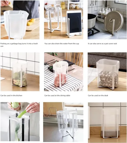 Vista 2 de Soporte para soporte de cocina, estante de secado de bolsas de plástico, tazas multifuncionales para encimera, botellas, estante de secado