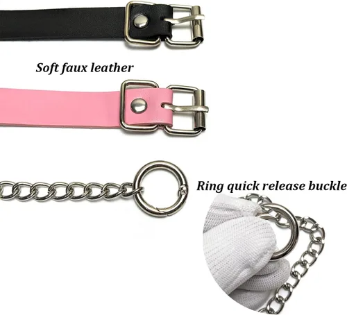 Vista 3 de Gargantilla de cuero para mujer, correa punk, gótica Y2K, accesorios de disfraz de cosplay