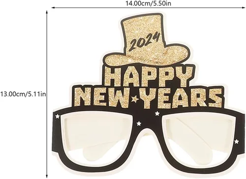 Vista 3 de ABOOFAN 12 lentes de feliz año nuevo 2024 gafas de fiesta de Año Nuevo Hola 2024 gafas de sol regalos de fiesta accesorios para cabina de fotos 2024