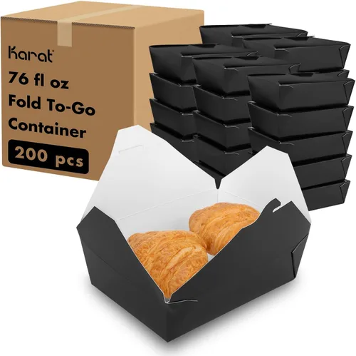 Vista 22 de Karat Paper to Go Boxes [30 oz - 450 ct] Resistente a fugas, microondas, resistentes a la grasa y apilables, color negro
