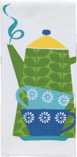 Vista 11 de T-fal Textiles Toalla de cocina de algodón tejido con estampado de doble cara, 16 x 26 pulgadas, estampado de tenedor