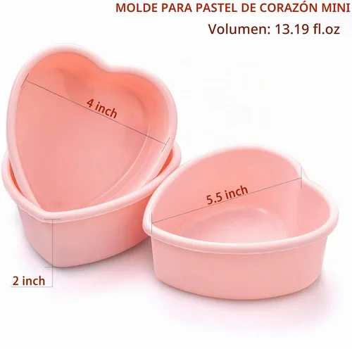 Vista 4 de Mini molde de silicona de 4 pulgadas para tartas de corazón, paquete de 2 moldes antiadherentes para el día de San Valentín, aniversario Rosa
