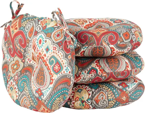 Vista 38 de Greendale Home Fashions Cojín redondo para asiento bistro de 15 pulgadas, 2 unidades (paquete de 1), Adobe Stripe