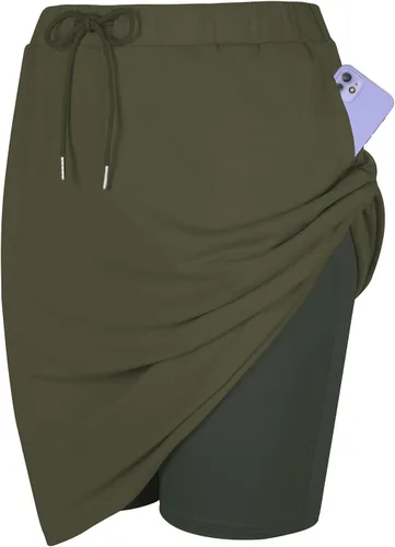 Vista 6 de Century Star Faldas de tenis para mujer con bolsillos, para golf, longitud hasta la rodilla, faldas deportivas con cordón en la cintura y pantalones