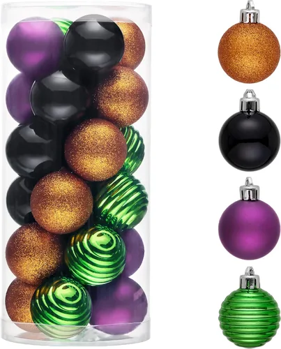 Vista 24 de Valery Madelyn Small Christmas Tree Decorations Ball Ornaments 24ct 1.57" Oro rojo