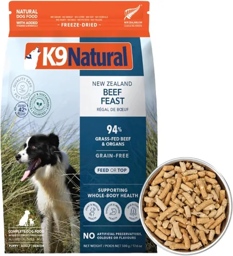 Vista 9 de K9 Natural Carne Liofilizada para Perros, Comida Completa Natural de Alta Carne o Aditivo para Comida para Perros, Carne Alimentada con Pasto