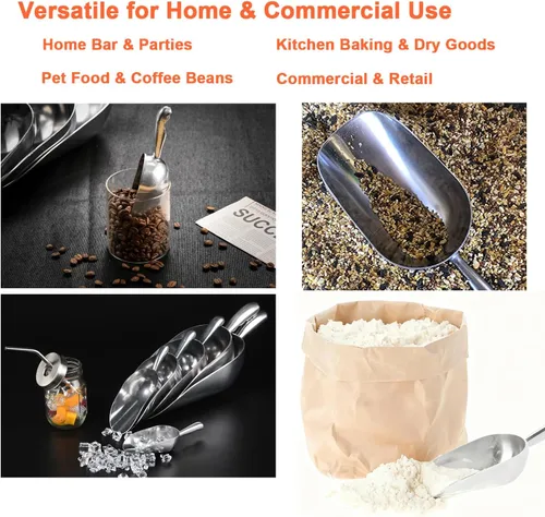 Vista 7 de Cuchara de aluminio fundido de 6 onzas, cuchara de hielo sólido de una pieza para cubitos de hielo, bar, cocina, cuchara multiusos de alimentos