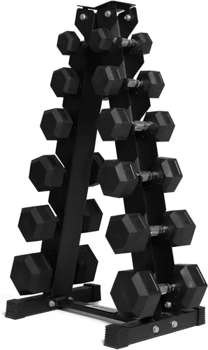 Vista 10 de RitFit Juego de mancuernas hexagonales revestidas de PVC de 5 a 650 libras con estante opcional para gimnasio en casa, peso de mano con mango