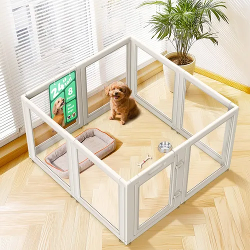 Vista 46 de FXW AuraSpace - Cerca acrílica para perros pequeños, para interiores, 24 pulgadas, 2 paneles, incluye 1 puerta y 1 panel, color negro