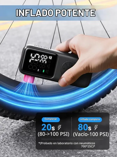 Vista 6 de GPUTEK Mini bomba eléctrica para bicicleta, bomba de bicicleta de 120 PSI