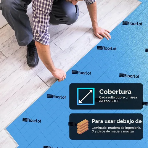 Vista 4 de BlueStep - Base con barrera de humedad para suelos laminados y de madera, (rollo de 200 pies cuadrados)