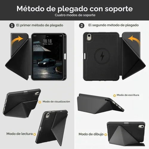 Vista 3 de DTTO Funda para iPad mini 7 (A17 Pro) 2024 / iPad mini 6 2021 de 8.3 pulgadas con soporte para lápiz, cubierta magnética de pie multiángulo