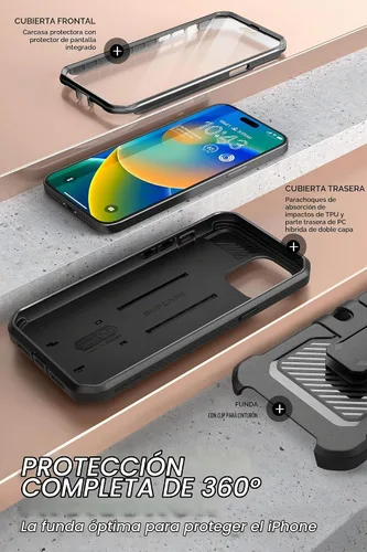 Vista 5 de SUPCASE Funda para iPhone 14 Pro (6.12 pulgadas) con protector de pantalla