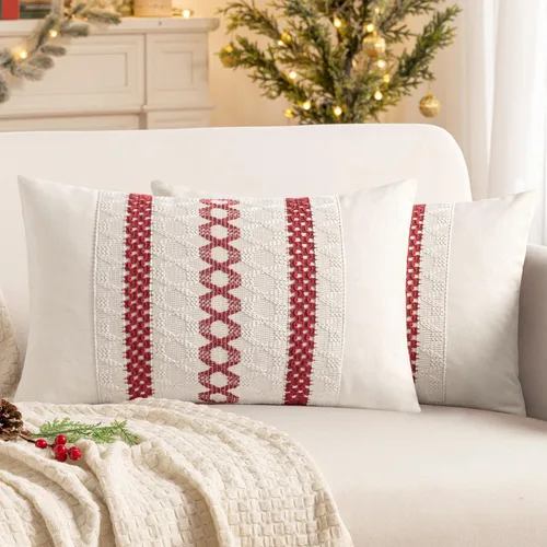 Vista 38 de MIULEE Fundas de almohada lumbares decorativas bohemias, cojín de algodón retro, tejido rustico de macramé para el hogar para cama, sofá, silla Azul