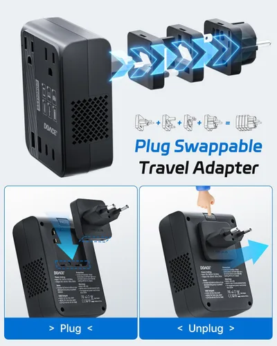 Vista 6 de DOACE Convertidor de 220 V a 110 V Convertidor de voltaje de 350 W de EE. UU. a Europa para alisador de cabello/convertidor de rizador para viajes