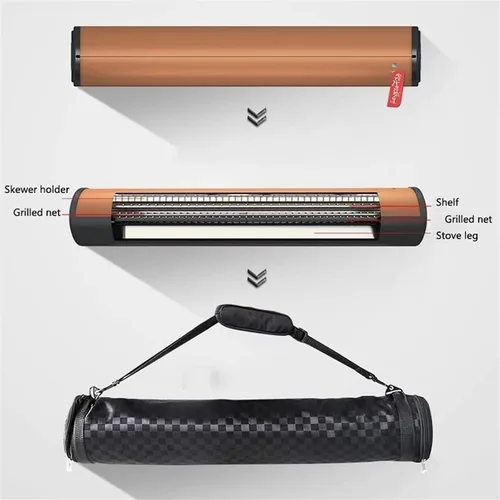 Vista 4 de Barbecue Charcoal Grill Outdoor Iron Barbecue Grill Portable Folding Barbecue Camping Tools Charcoal Grill Portable Charcoal Grill