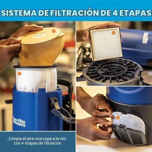 Vista 9 de Powr-Flite Pro-Lite - Aspiradora de mochila de grado comercial de 4 cuartos de galón, aspiradora portátil con kit de herramientas, BP4S Aspiradora