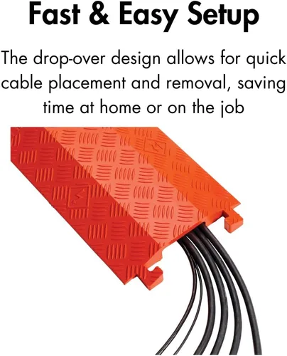 Vista 3 de Checkers Protector de cable ligero de 1 canal de 3 pies de largo para múltiples líneas de 1 pulgada, cubierta de cable de piso para pasarelas