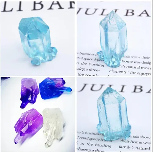 Vista 2 de Juego de 6 moldes de resina de cristal, molde de roca de cuarzo, molde de racimo de cristal epoxi, molde de silicona para drusa, arcilla polimérica