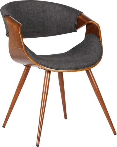 Vista 17 de Armen Living Silla de comedor de mariposa estilo mediados de siglo en acabado de nogal y tela azul - Juego de 4