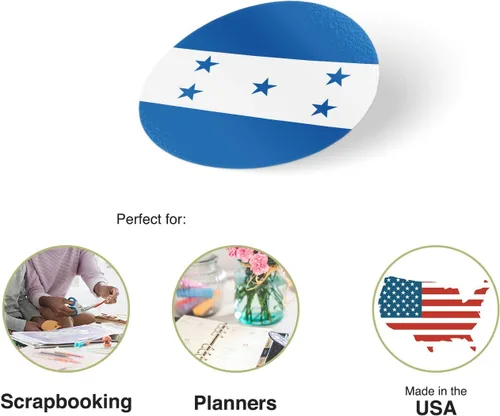 Vista 2 de Desert Cactus Pegatinas de vinilo con la bandera de Honduras, diseño de país, redondo, dos hojas, 50 piezas en total, con logotipo para niños, álbum