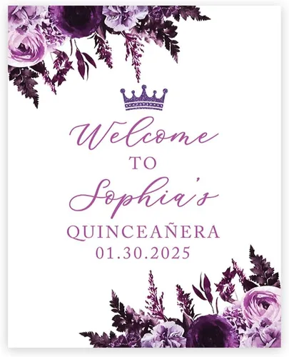 Vista 17 de Andaz Press Letrero de bienvenida de quinceañera grande personalizado, Art Deco Bienvenidos de 16 x 20 pulgadas, lienzo premontado para fotos