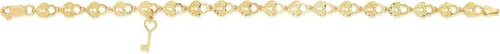 Vista 5 de Pulsera de oro amarillo de 10 quilates con acabado texturizado en forma de corazón y eslabones de llave, Metal, no conocido